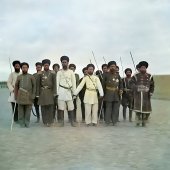 Военный смотр бухарского войска. Группа бухарских военачальников.
