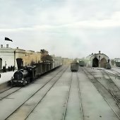Станция Самарканд, конечный пункт Закаспийской военной железной дороги.